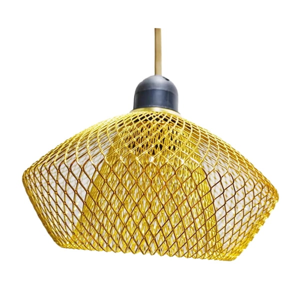 Pantalla de alambre de hierro, protector de bombilla, lámparas de pared, lámparas de techo, lámpara colgante, pantalla de lámpara de malla metálica Oro