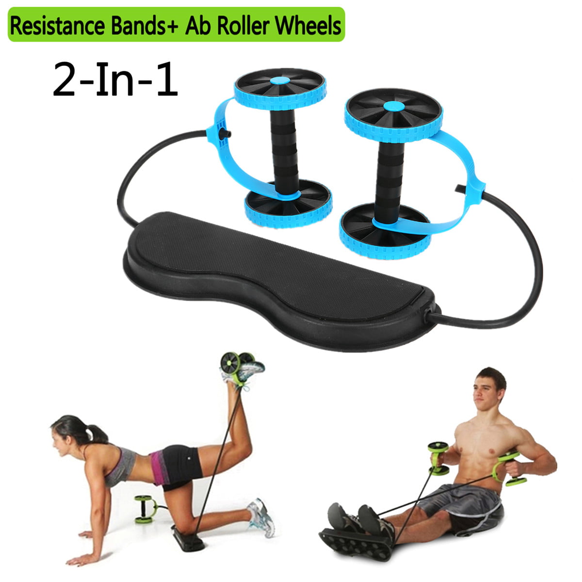 FORIDE Wheel Roller Abdominal Exercise Power Roller Machine Dual Wheel with Foam Knee Pad For Strength Training Body Fitness Workout Home-Gym