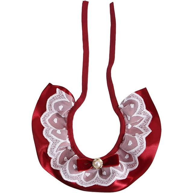 Collier de Cravate de Chat de Chien de Chien 2 Style Collier de Couleur Rouge Vert avec des Ornements de Noël de Collier de Dentelle de Chat pour les Petites et Moyennes Races Cravates (Rouge, L)