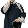 thumbnail image 5 of PMVFHDE Women's Japanese Style Retro Top Streetwear Color Block Windproof Street Loose Oversized Unisex Jacket Blue,XXXL, 5 of 9