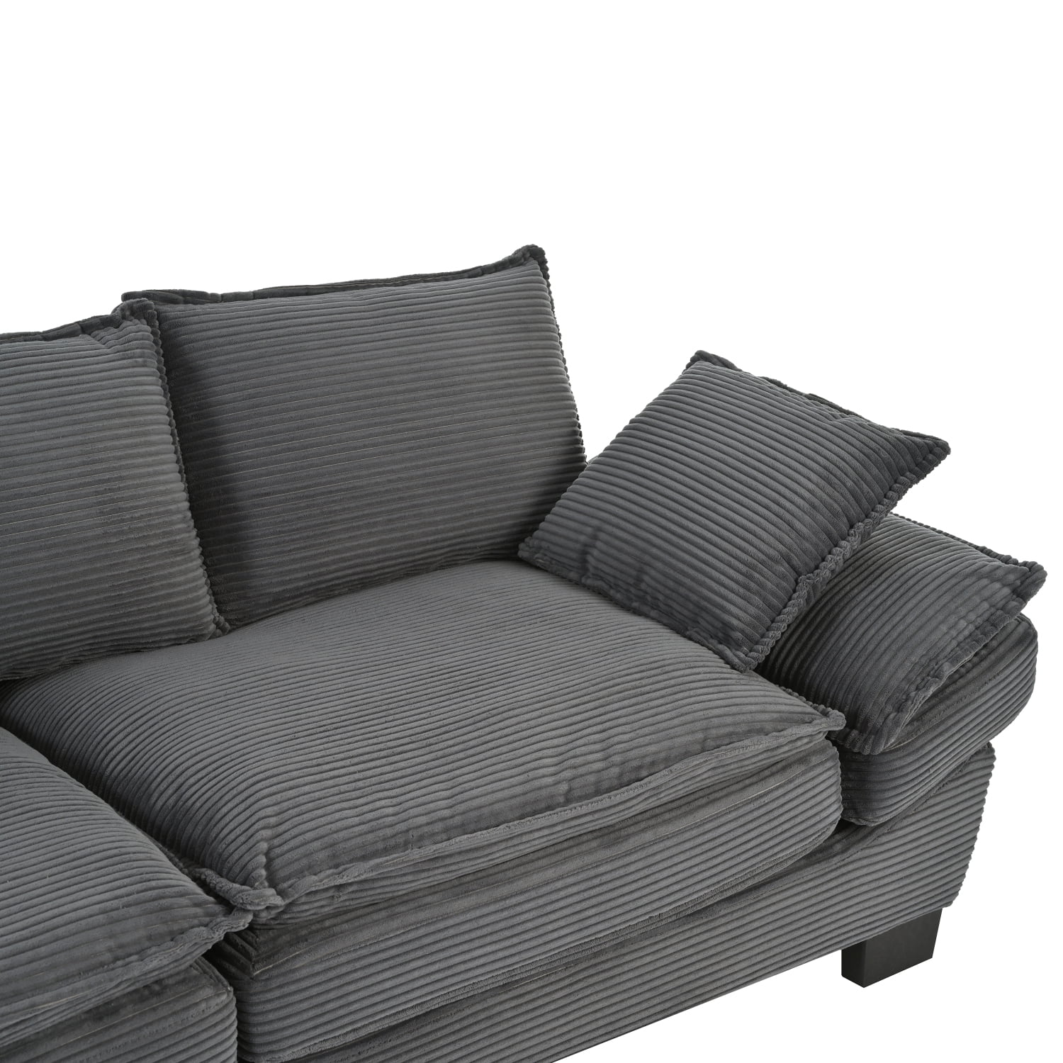 Harper & Bright Designs Corduroy Loveseat Couch for Small Spaces, Modern 2 Seater Curved Sofa with 2 Decorative Throw Pillows for Living Room Apartment, Gray