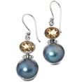 thumbnail image 3 of Blue Pacific Ocean Mabe Cultured Pearl Citrine 925 Sterling Silver Earrings, 1", 3 of 3
