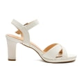 thumbnail image 2 of Dream Pairs Women's Open Toe Ankle Strap Sparkly Strappy Chunky Heel Pump Sandals ICE-1 WHITE/PU Size 5.5, 2 of 5