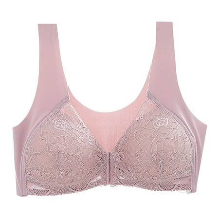 

No Steel Ring One-piece Bra Breathable Front Buckle Bra Underwear Lingerie for Woman Ladies (Pink-3XL)