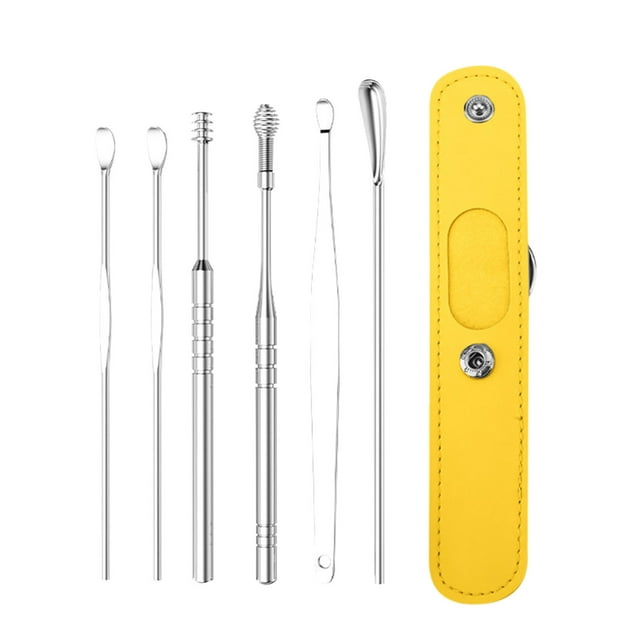 Fiudx Kit de Limpieza de Oídos, Herramientas Portátiles de Acero Inoxidable para La Eliminación de Cerumen, Diseño Seguro de Punta Helicoidal, Fácil de Limpiar y Usar, Ideal para Viajes Familiares y