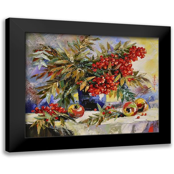 Chodyukov, Aleksander 14x12 Black Modern Framed Museum Art Print Titled - Red Rowan Berries in a Vase