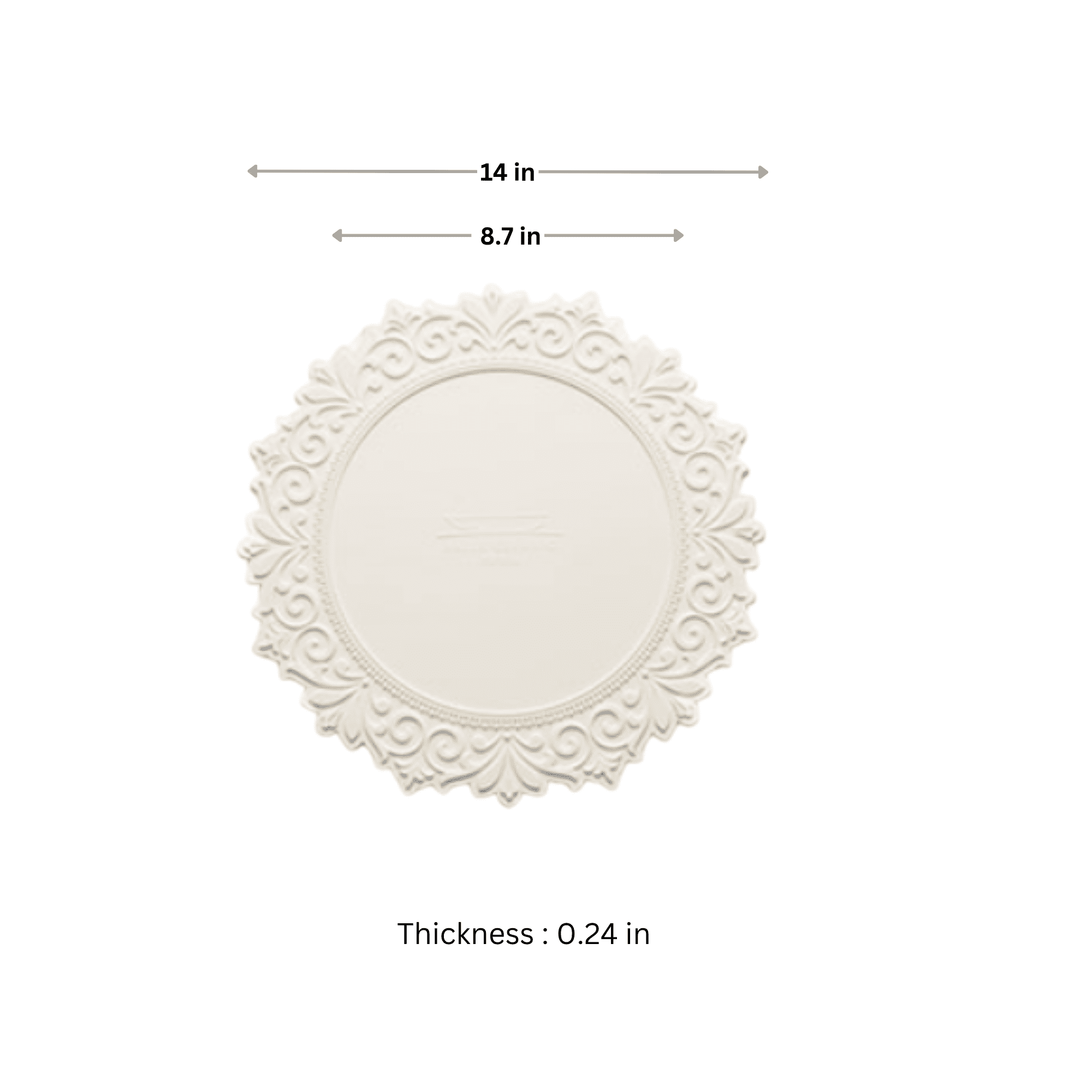 2 Set, Premium 14" Silicone Placemat – Heat-Resistant, Non-Slip & Waterproof – Easy to Clean, Dishwasher Safe Table Mat for Dining & Kitchen (Ivory)