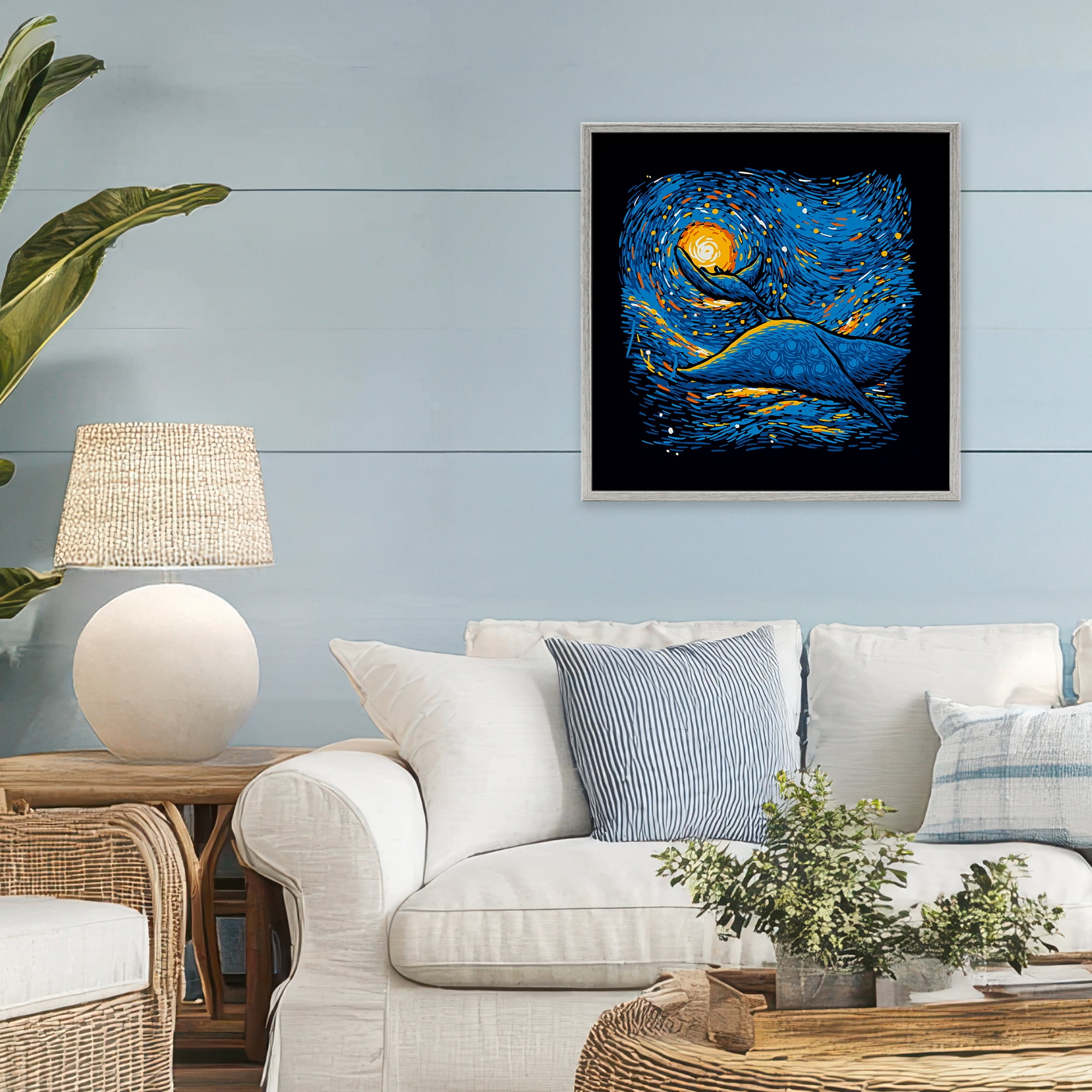 Stupell Industries Impressionist Manta Rays Gray Framed Giclee Art, design by Tobe Fonseca
