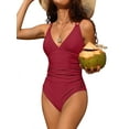thumbnail image 1 of BeautyIn Women V Neck One Piece Swimsuits Double Strappy Monokini Bathing Suits, 1 of 7