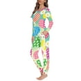 thumbnail image 2 of SCRAWLGOD Colorful Egg Pajama Sets Women 2 Piece Lounge Set Women Pjs Sets Long Sleeve Women Sleepwear Soft Crewneck Jogger Pjs for Women Size XL with Pockets, 2 of 6