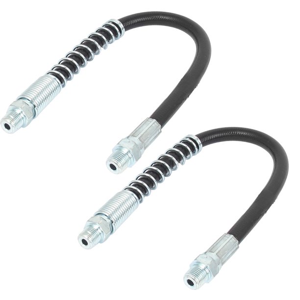 1/8BSP Threaded 10000 PSI Flexible Grease Extension Hose Pipe Black 2pcs