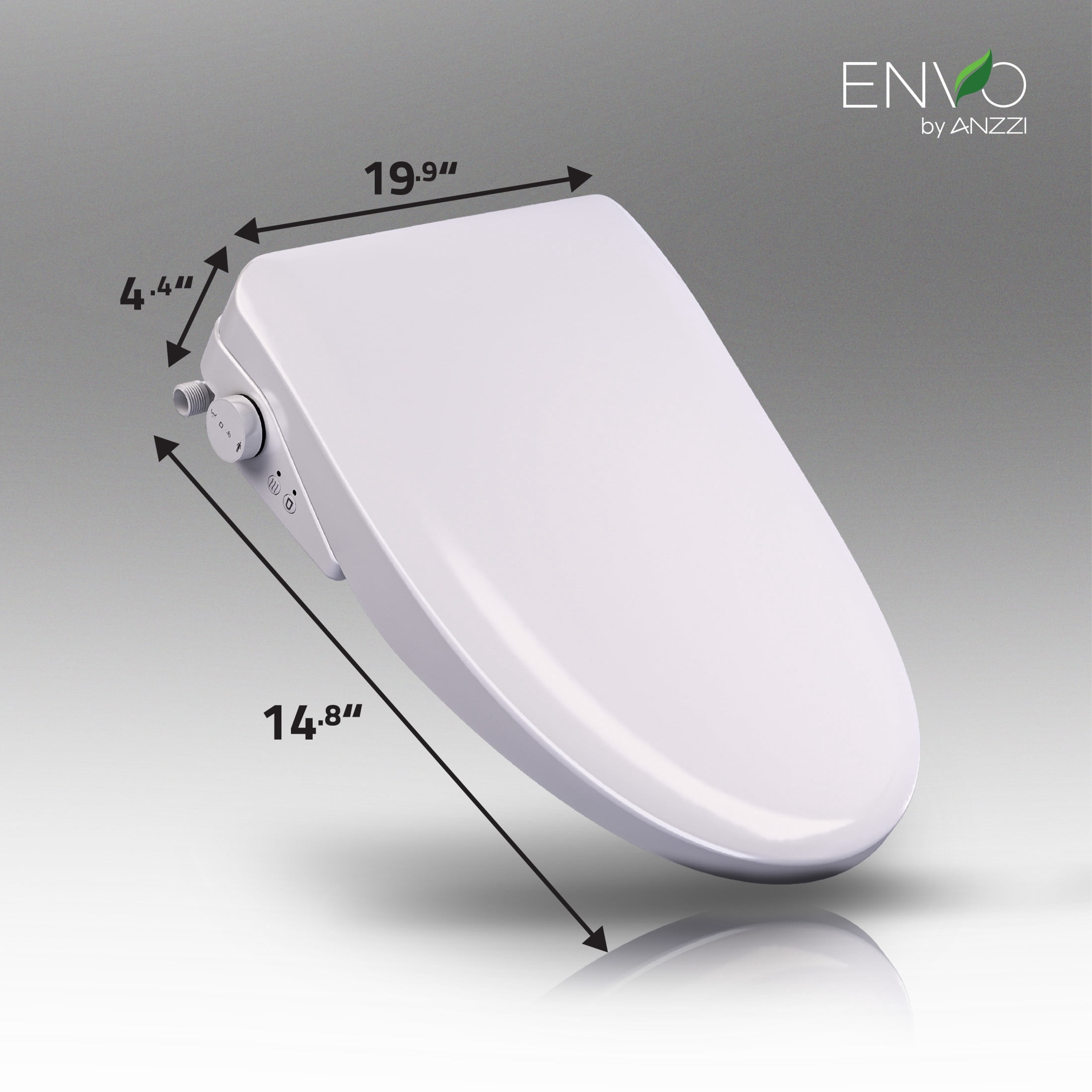 ENVO by ANZZI Electric Bidet Seat, 19.9 x 14.8 in, White, with Auto Lid, Heated, Warm Water, Air Dryer