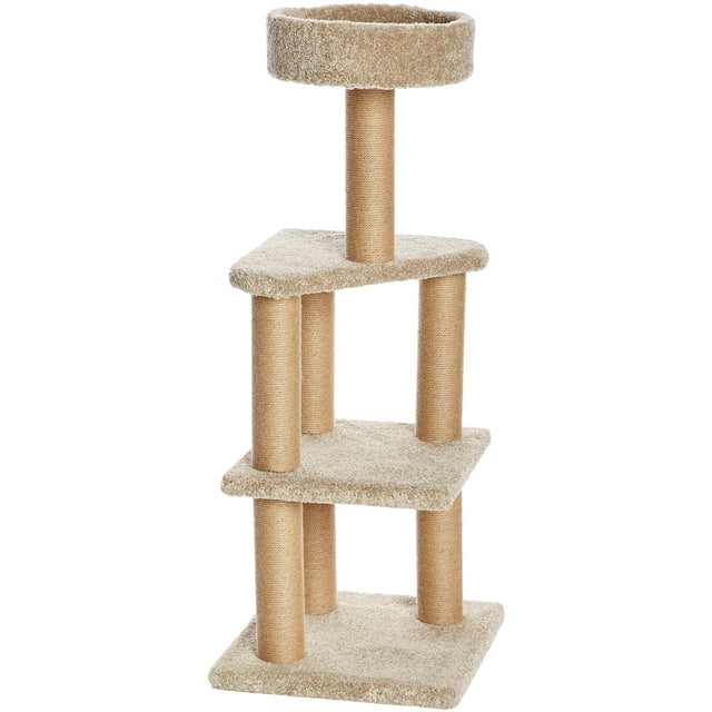 Árbol para Gatos Torre de Actividades de Escalada de Varios Niveles con Postes rascadores, Grande (115.5 cm de Alto) Beige