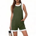thumbnail image 5 of gbyLJF Womens Jumpsuit Casual Wide Leg Sleeveless Jumpsuits Solid Color Cropped Rompers Loose Fit Overalls with Pockets, 5 of 7