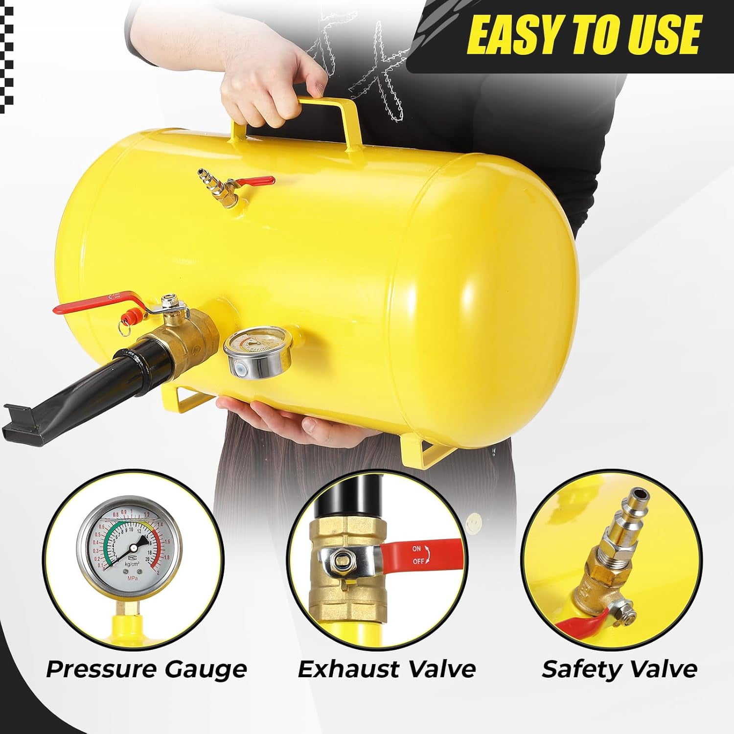 10 Gallon Air Tire Bead Seater 145PSI Blaster Tool Seating Inflator  with Pressure Gauge & Handle for Car Truck ATV Tank