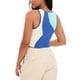 thumbnail image 3 of ATHLECHIC Camiseta sin mangas de verano de bloques de color para mujer, con cuello redondo, básica, crop, para salir, L Azul, 3 of 5