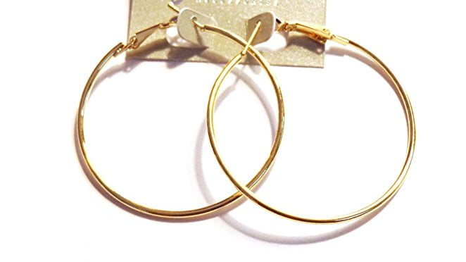 Divas Diggables - Thin Gold Hoop Earrings Classic 2 inch Hoop Earrings