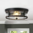 thumbnail image 2 of 2-Light Oil-rubbed Bronze Industrial Semi Flush Mount Ceiling Light, Modern Farmhouse Close to Ceiling Light Fixture for Kitchen Hallway Bedroom Corridors, 2 of 7