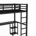 thumbnail image 6 of Twin XL Size Loft Bed Frame with Built-in Wardrobe, Metal Loft Bed with Desk and Storage Shelves, Black, 6 of 10
