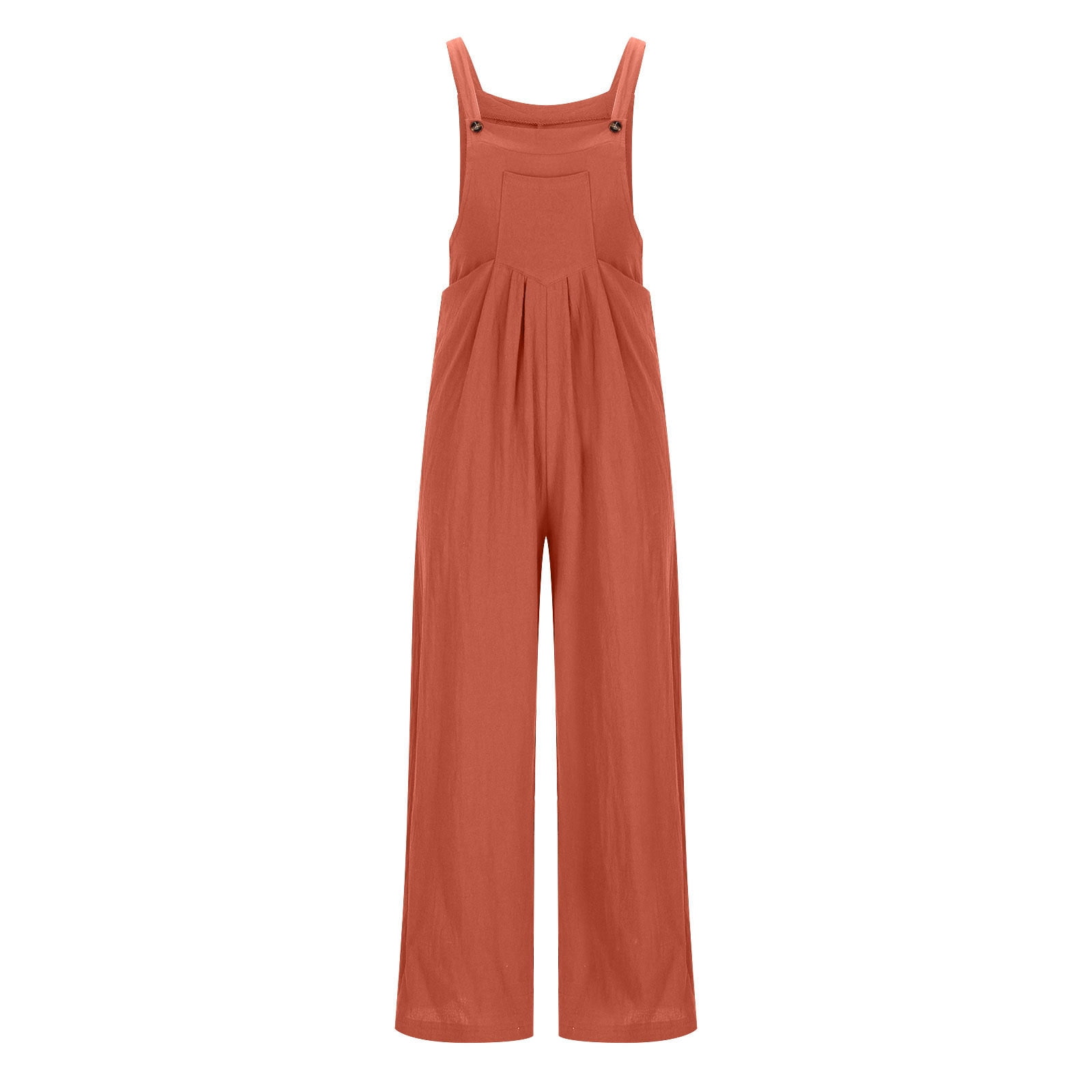Burnt Orange Faux Linen Jumpsuits for Women Summer Fall Brunch