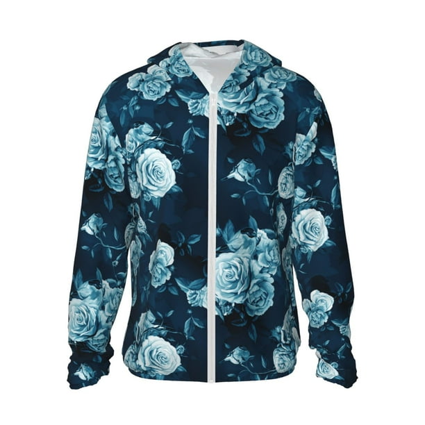 Balery Ink Rose Sudadera ligera de manga larga con capucha y protección solar UPF 50+ para hombre y mujer, ideal para pesca y running-3X-Large