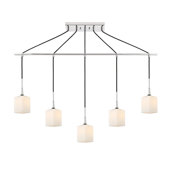 Woodbridge Lighting Chelsea 5Lt Square Linear Pendant in Chrome/Opal