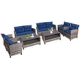 thumbnail image 1 of Gymax 8 PCS Patio Rattan Furniture Set Coffee Table Cushioned Sofa Garden Lawn Navy, 1 of 9