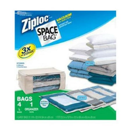Ziploc Large Space Bag Vacuum Seal Bags and Jumbo Tote, 5 ...