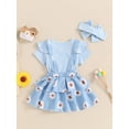 thumbnail image 4 of Nituyy Baby Girls 3 Piece Spring Outfits Short Sleeve Ribbed Romper + Suspender Skirt + Headband Set Newborn Clothes, 4 of 9