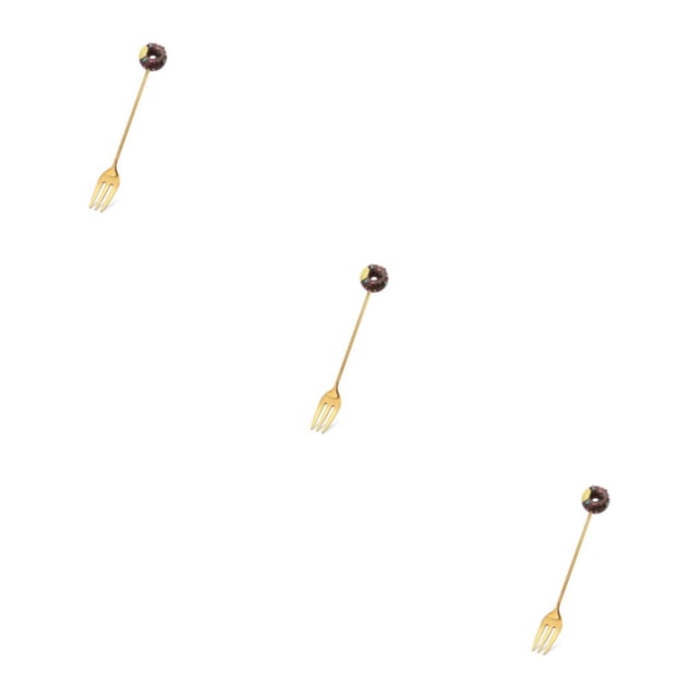 kurtrusly Vaisselle Adorable pour Maison et Hôtel, Portable et Réutilisable en Acier Inoxydable, Cuisson, Dessert, Beignet, Fourchette, Café, 3 Pcs