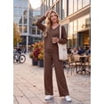 thumbnail image 2 of Cueply Lounge Sets for Women 2 Piece Outfits Fall Long Sleeve Knit Sweater Top Wide Leg Pants Loungewear Winter Matching Set, 2 of 8