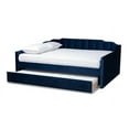 thumbnail image 3 of Baxton Studio Lennon Modern and Contemporary Navy Blue Velvet Fabric Upholstered Full Size Daybed with Trundle, 3 of 7