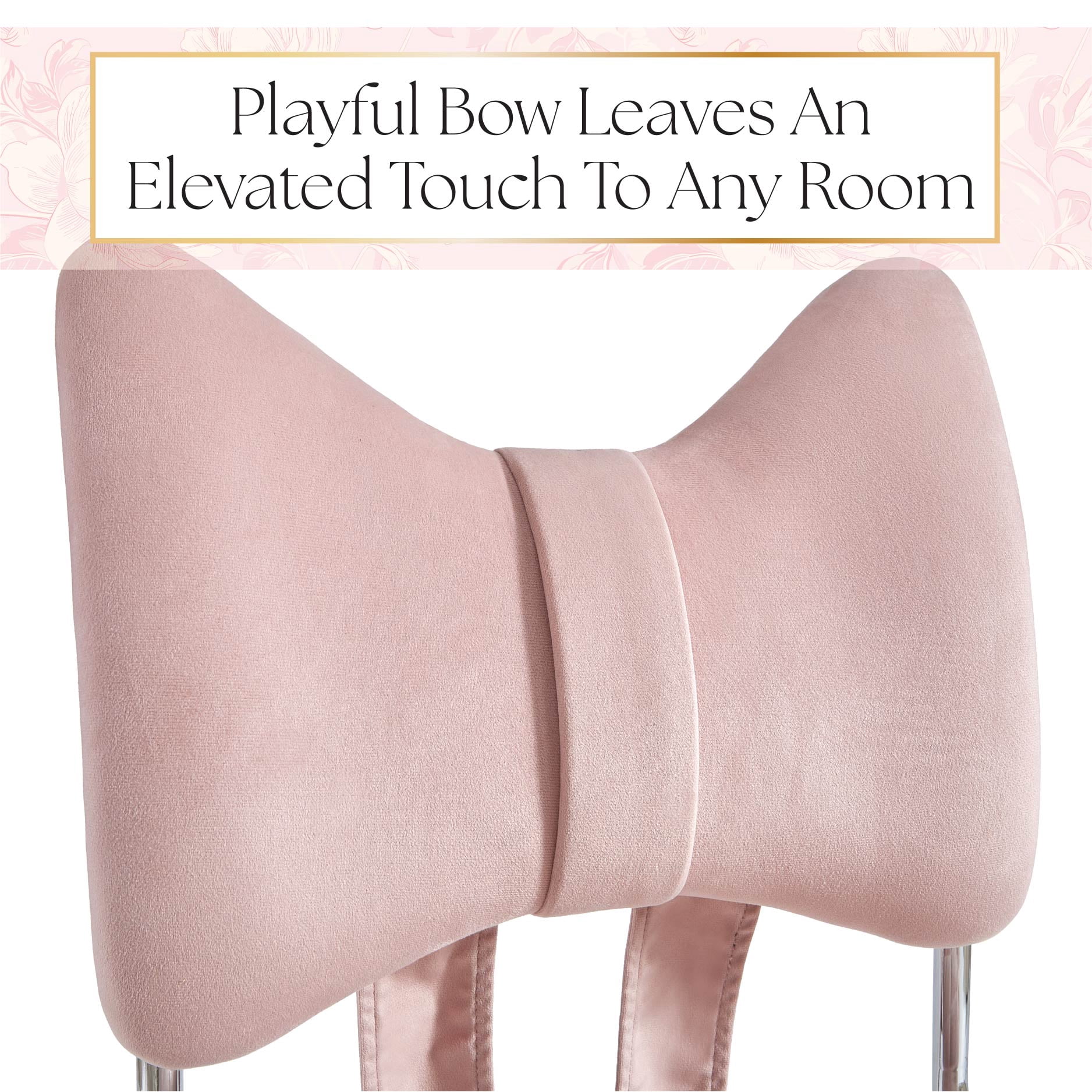 Petals & Pearls Figural Pink Bow Vanity Chair