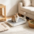 thumbnail image 5 of Small Animal Litter Box with Grid, Pet Potty Training Tray for Rabbits Hamsters Guinea Pigs Hedgehogs Chinchillas Ferrets, Easy-Clean Cage Toilet with Splash Guard Fence, White, for Cage Training, 5 of 6