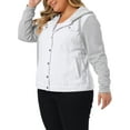 thumbnail image 4 of Agnes Orinda Women's Plus Size Jackets Layered Coats Drawstring Hoodie Denim Jean Jackets 5X White, 4 of 6