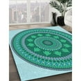 thumbnail image 3 of Ahgly Company Machine Washable Indoor Rectangle Transitional Turquoise Green Area Rugs, 5' x 8', 3 of 7