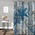 thumbnail image 2 of Orinice Vintage Nautical Coastal Shower Curtain Starfish Seahorse Ocean Beach Octopus Seashell Coral Underwater Sea Animal Marine Life Bath Curtain with Hooks 60x72, 2 of 7