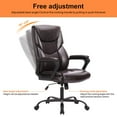 thumbnail image 6 of EBQOSK PU Leather Office Chair with Adjustable Flip-up Armrest,Lumbar Support, Strong Metal Base Brown, 6 of 7