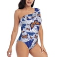 thumbnail image 3 of Gukieu Butterflies1 Print One-shoulder Ruffled One-piece Swimsuit with Removable Chest Pads and Tummy-control Swimsuit for Women-XX-Large, 3 of 6