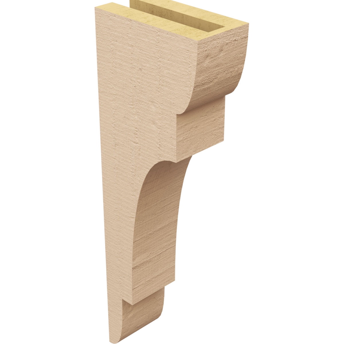 3"W x 6"D x 18"H Thin New Brighton Rough Cedar Woodgrain TimberThane Corbel, Primed Tan