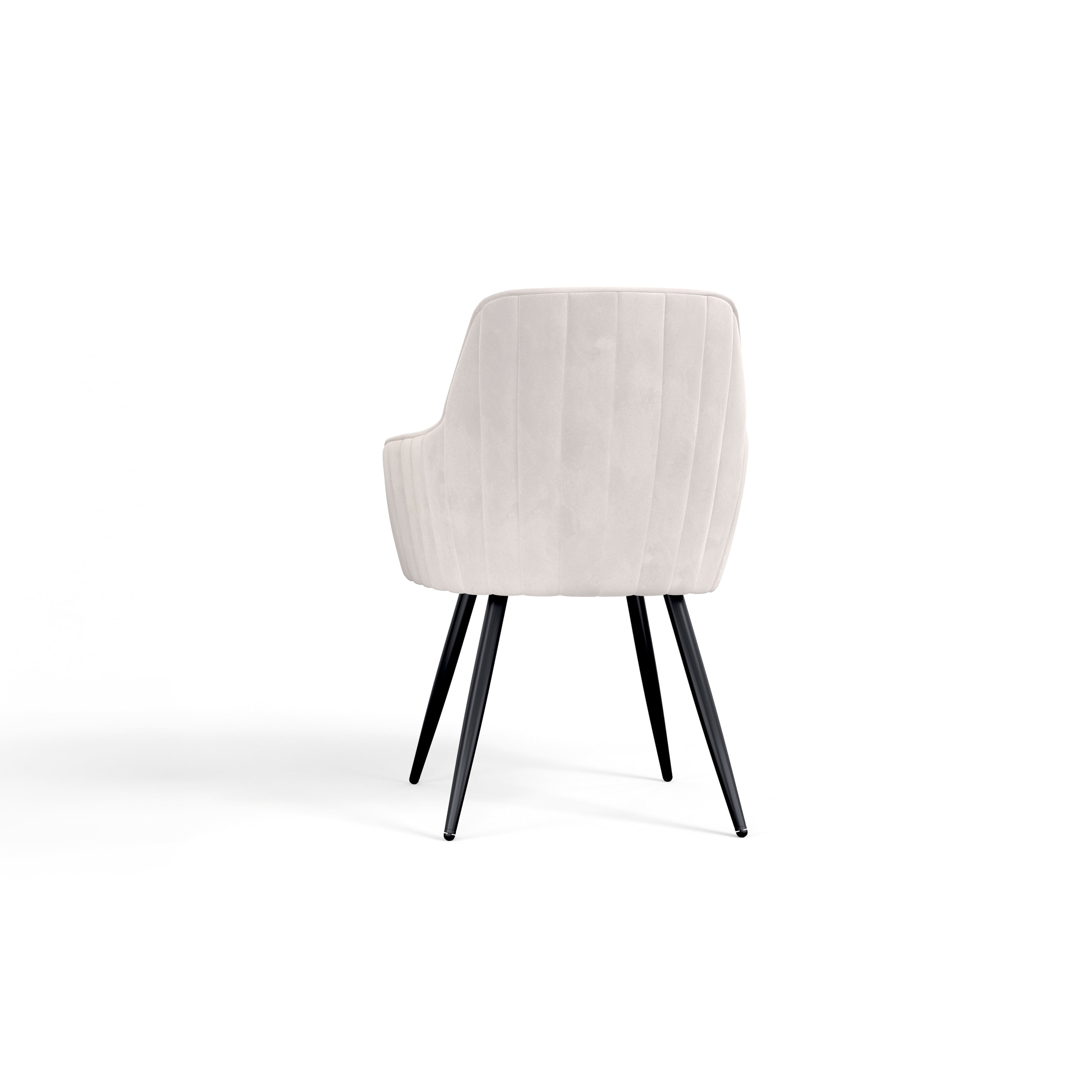 Beige Modern Mid-Century Upholstered Accent Chair with Channel-Tufted Back, Set of 2