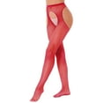 thumbnail image 2 of Jhaoyu Bas Résille Filet pour Femmes Collants Bas Cuisse Rouge Taille Unique, 2 of 4