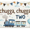 thumbnail image 3 of Cute Train Themed Backdrop Banner for 2nd Birthday Party Decorations with Balloons Clouds and Flags Photography Props Party Supplies Background Decor, 3 of 7
