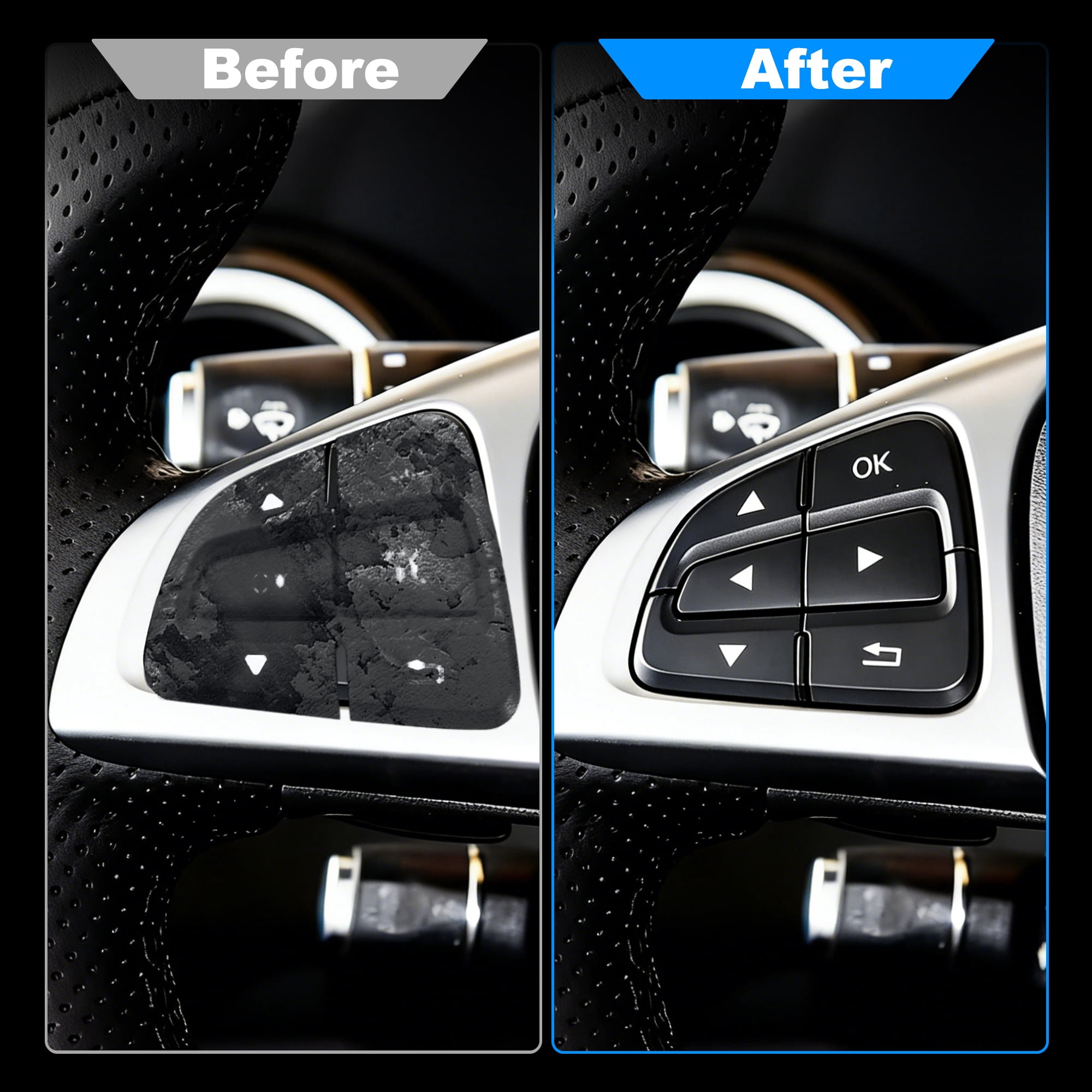 Unique Bargains 12 Pcs Car Interior Steering Wheel Button Cover Trim for Mercedes-Benz