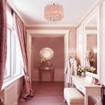 thumbnail image 5 of 3 Light Pink Chandelier Drum Flush Mount Chandelier Crystal Ceiling Light Fixture Girl's Bedroom Chandelier, 5 of 5