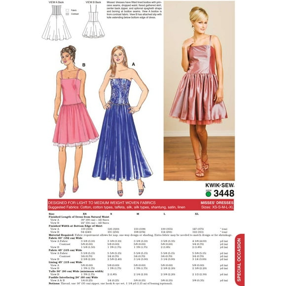 Kwik Sew K3448 Dresses Sewing Pattern, Size XS-S-M-L-XL