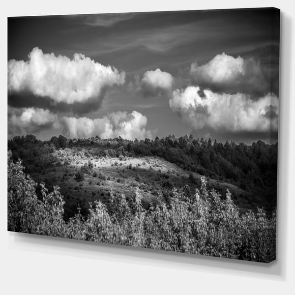 Designart - Collines Vertes sous un Ciel Nuageux - Paysage d'Art Mural Extra Large