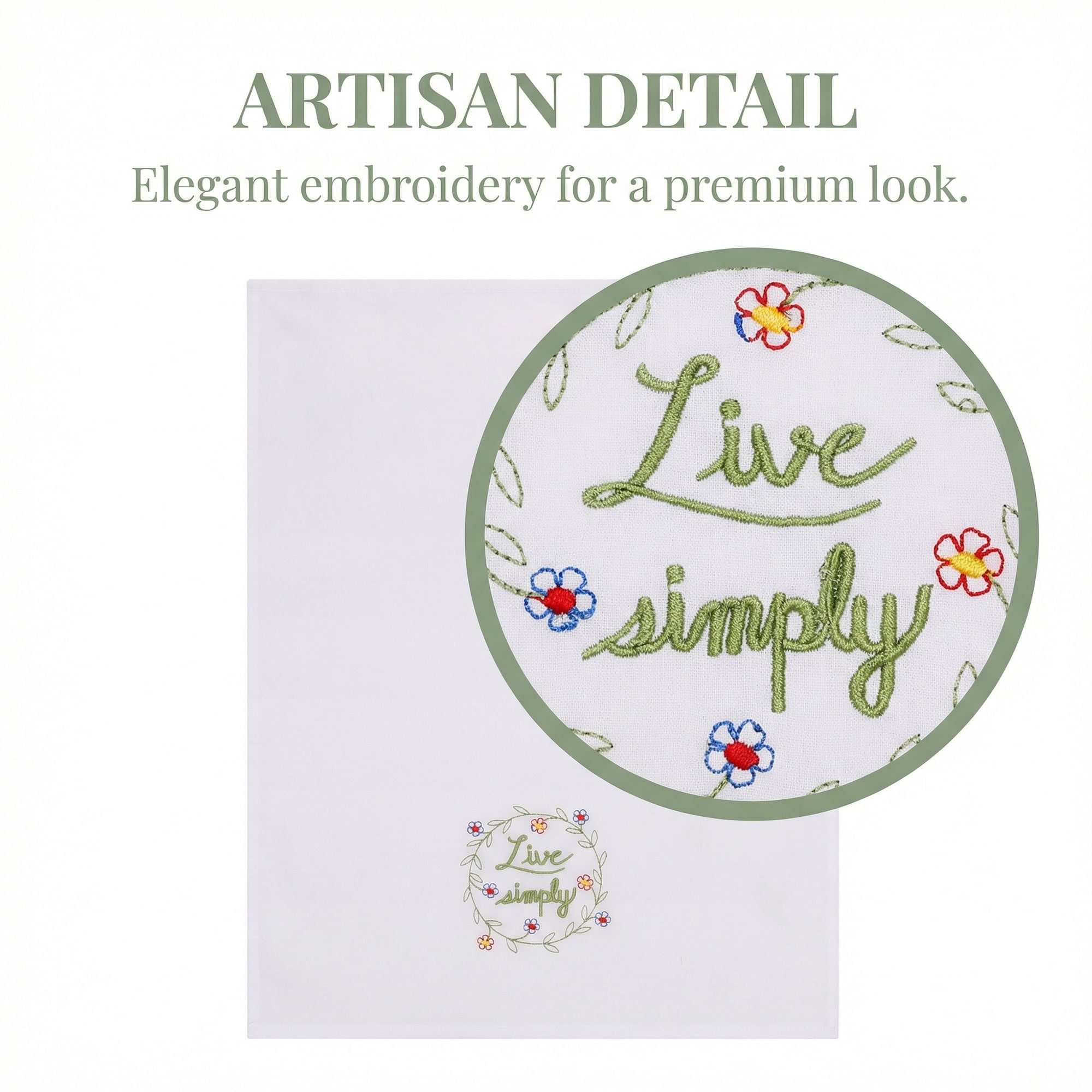 Unique Bargains Embroidered Pure Cotton Absorbent Towels 4 Pack White-2/White-3 26" x 18"