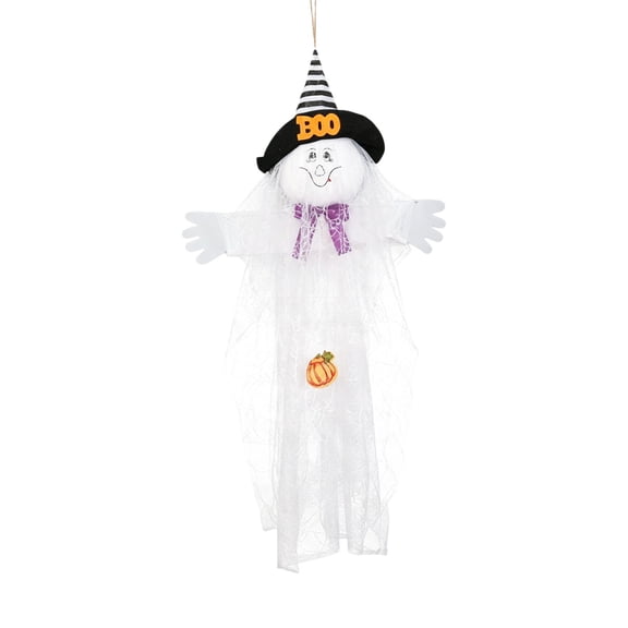 43.3in Halloween Hanging Figure Ornament, Spooky Mesh Ghost Pumpkin Witch Hanger for Door Porch Tree Indoor Outdoor Halloween Party Home Decor