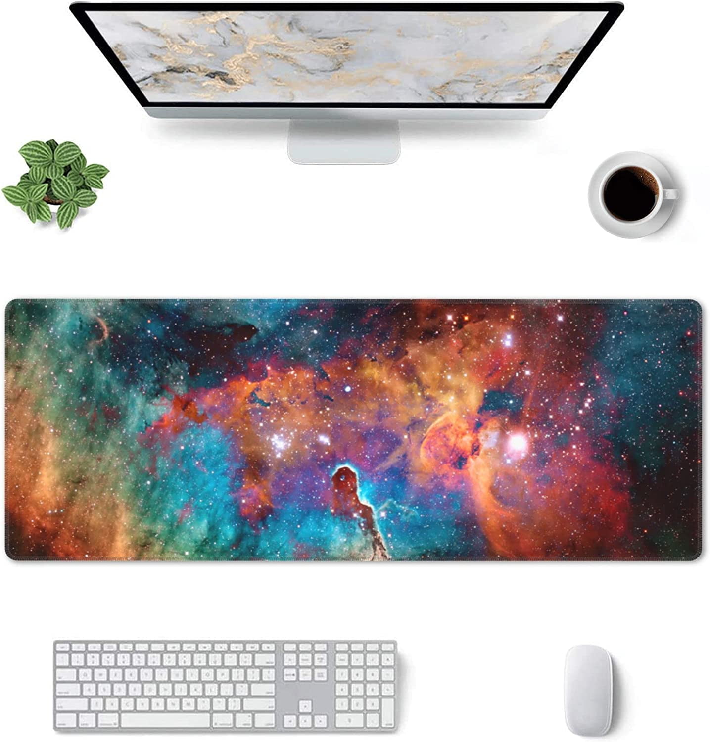 Gaming XXL Large Mouse Pad,Blue Purple Galaxy Nebula Universe Space